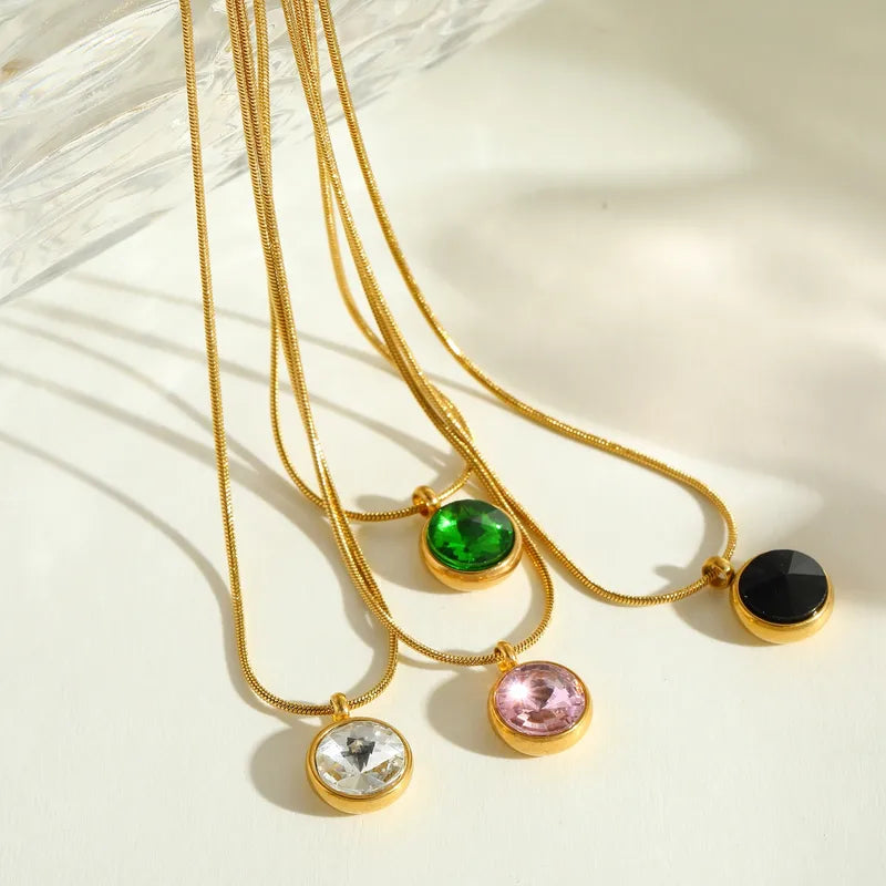 PVD Coated 18K Gold Plated Round Round Beads 304 Stainless Steel Casual Elegant Cute Plating Inlay 304 Stainless Steel Lobster Trigger Clasp Closure Necklace