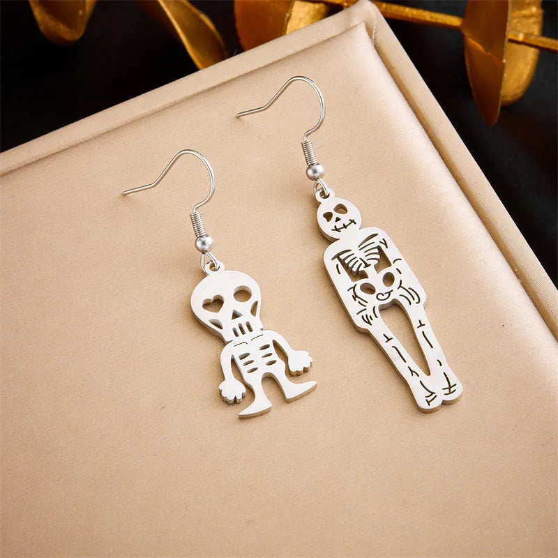PVD Coated 18K Gold Plated Skeleton 304 Stainless Steel IG Style Waterproof Non Tarnish Drop Earrings