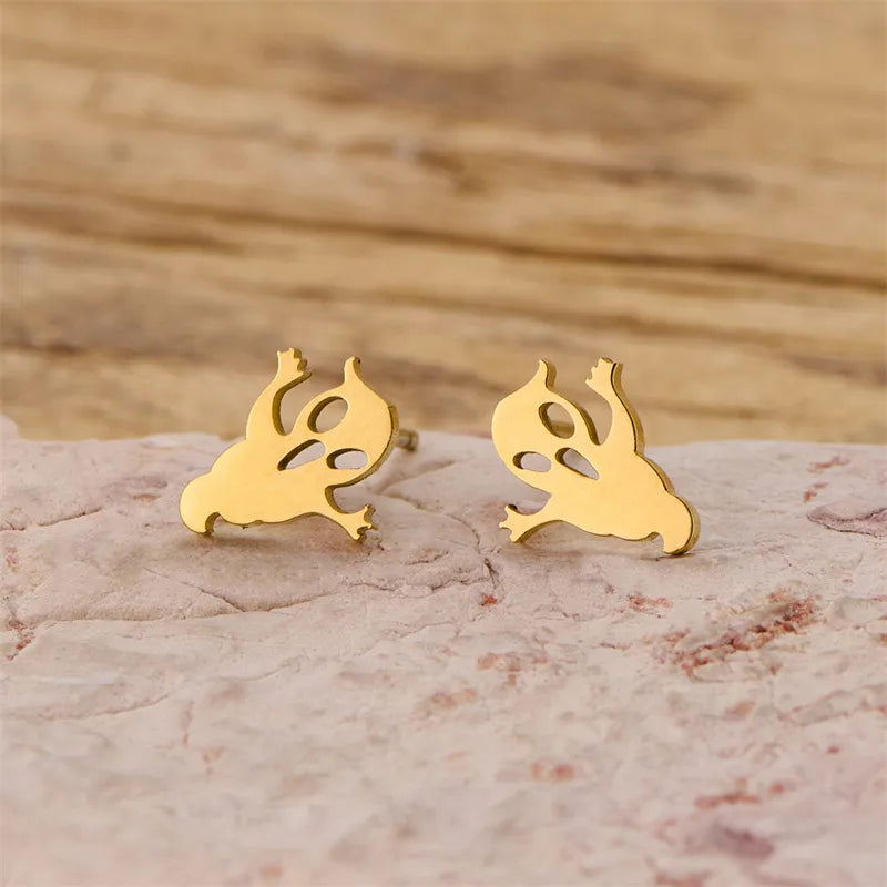 PVD Coated 18K Gold Real Gold Plated Ghost 304 Stainless Steel Elegant Simple Style Classic Style Waterproof Non Tarnish Ear Studs
