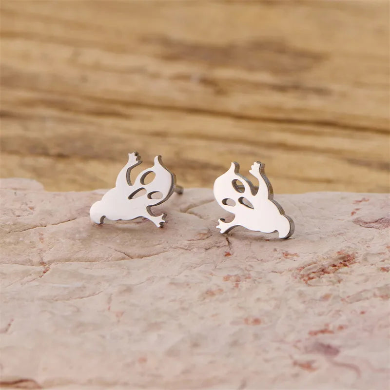 PVD Coated 18K Gold Real Gold Plated Ghost 304 Stainless Steel Elegant Simple Style Classic Style Waterproof Non Tarnish Ear Studs