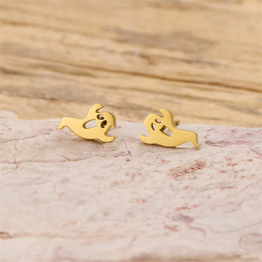 PVD Coated 18K Gold Real Gold Plated Ghost 304 Stainless Steel Elegant Simple Style Classic Style Waterproof Non Tarnish Ear Studs