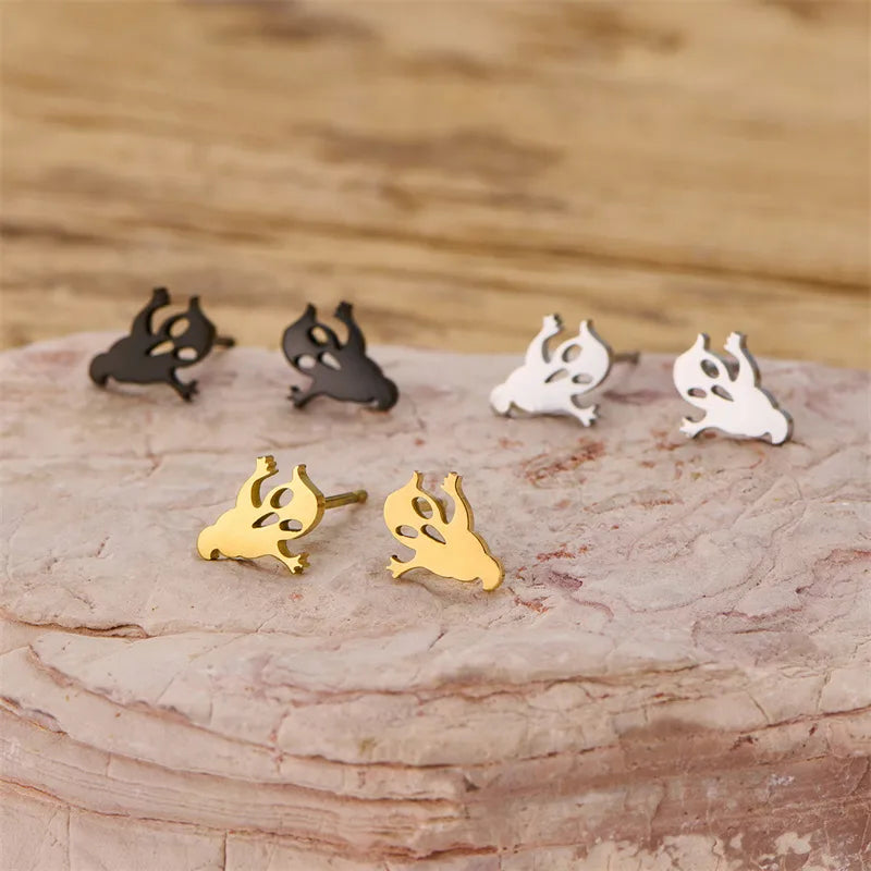 PVD Coated 18K Gold Real Gold Plated Ghost 304 Stainless Steel Elegant Simple Style Classic Style Waterproof Non Tarnish Ear Studs
