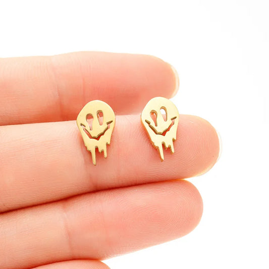 PVD Coated 18K Gold Real Gold Plated Ghost 304 Stainless Steel Simple Style Waterproof Non Tarnish Ear Studs