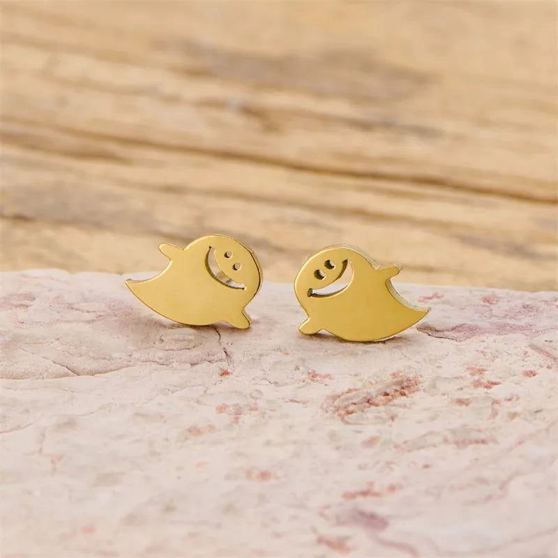 PVD Coated 18K Gold Real Gold Plated Ghost Devil's Eye 304 Stainless Steel Elegant Simple Style Classic Style Waterproof Non Tarnish Ear Studs