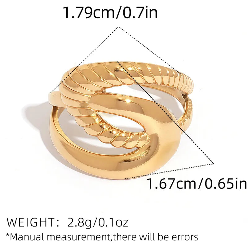 PVD Coated 18K Real Gold Plated Geometric 304 Stainless Steel IG Style Simple Style Waterproof Non Tarnish Open Rings