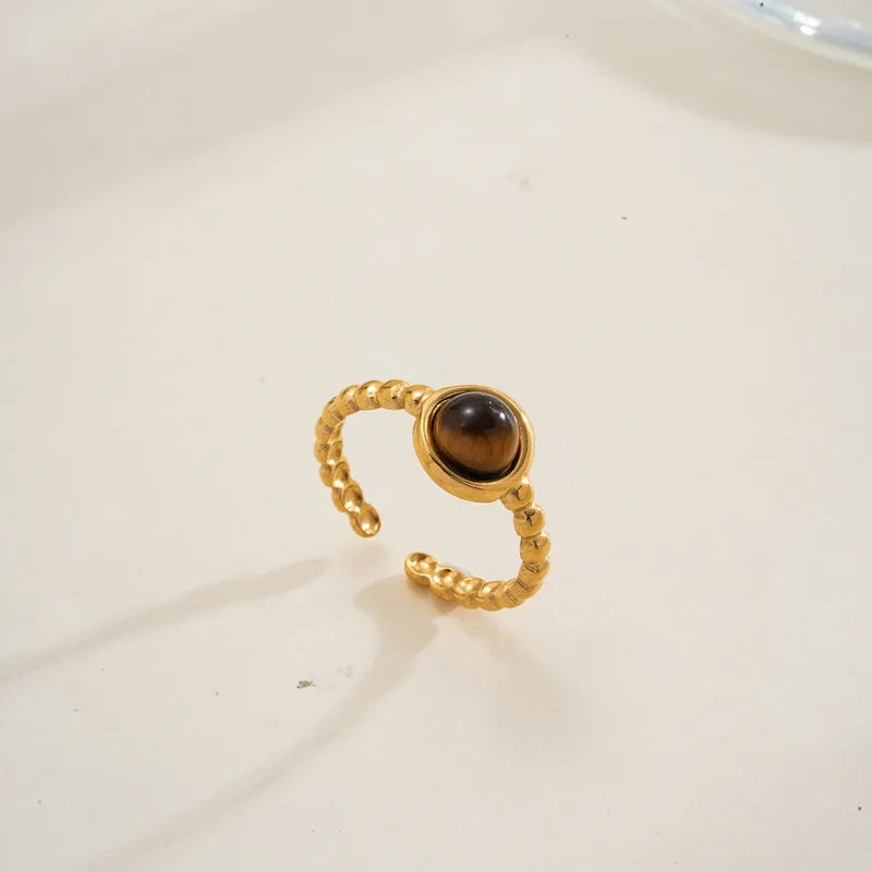 PVD Coated Real Gold Plated 18K Gold Geometric 304 Stainless Steel Casual Cute Simple Style Waterproof Non Tarnish Open Rings