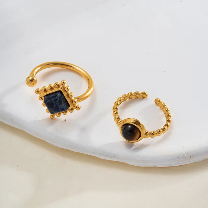 PVD Coated Real Gold Plated 18K Gold Geometric 304 Stainless Steel Casual Cute Simple Style Waterproof Non Tarnish Open Rings