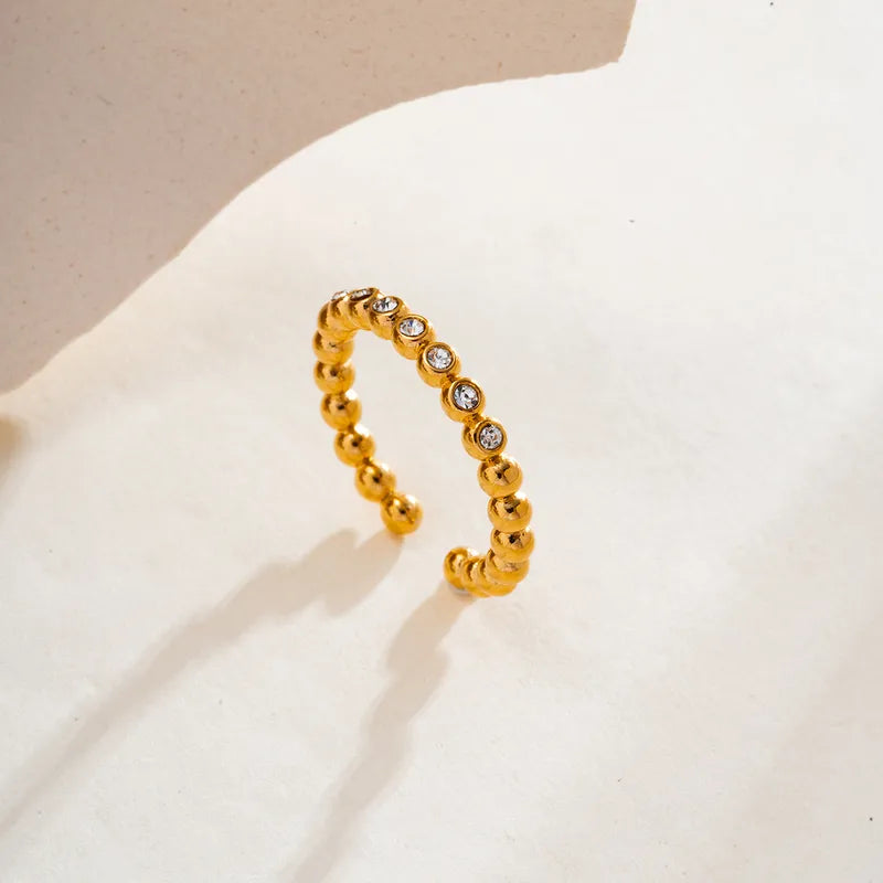 PVD Coated Real Gold Plated 18K Gold Geometric 304 Stainless Steel Casual Elegant Cute Waterproof Non Tarnish Open Rings