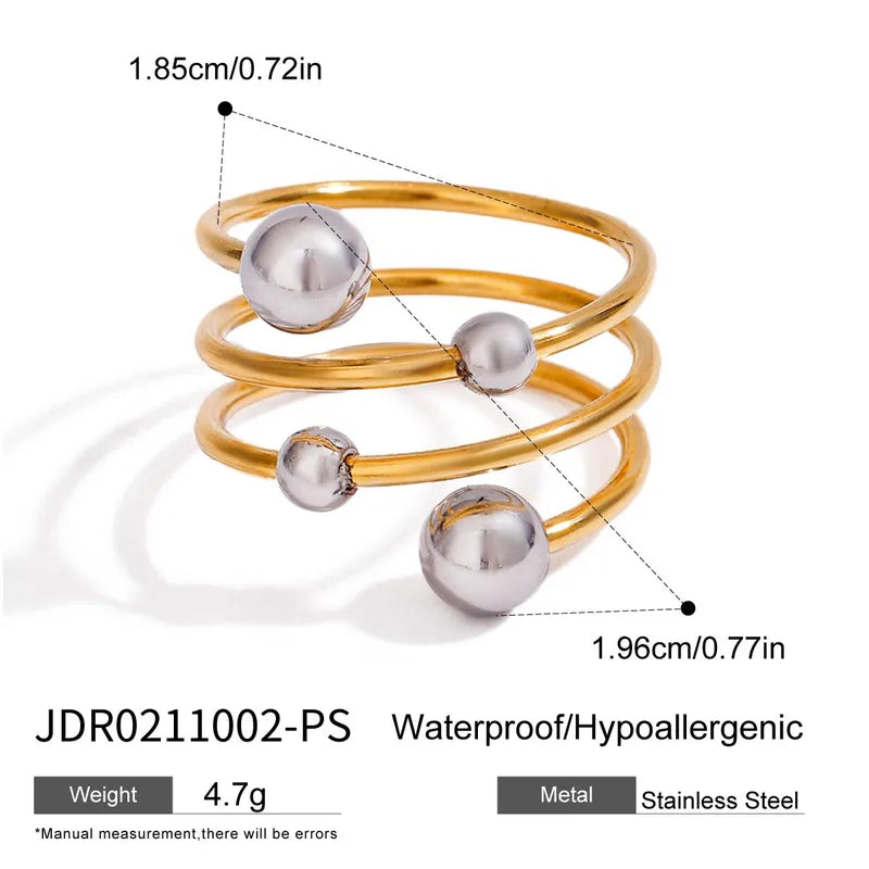 PVD Coated Real Gold Plated 18K Gold Geometric 304 Stainless Steel Vacation Simple Style Classic Style Waterproof Non Tarnish Open Rings