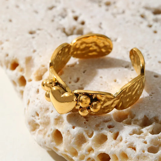 PVD Coated Real Gold Plated 18K Gold Heart Shape 304 Stainless Steel Casual Sexy Simple Style Waterproof Non Tarnish Open Rings