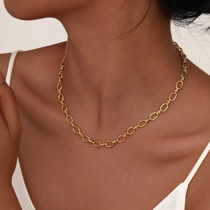 PVD Coated Real Gold Plated 18K Gold Solid Color 201 Stainless Steel Simple Style Classic Style IG Style Waterproof Non Tarnish 201 Stainless Steel Necklace