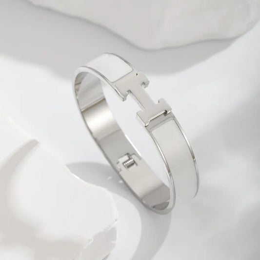 PVD Coated Real Gold Plated 18K Gold Solid Color 304 Stainless Steel Simple Style Classic Style Waterproof Non Tarnish 304 Stainless Steel Bangle Diamond Bangle Simple Minimalist Gold Bracelets Gold Plated Jewelry