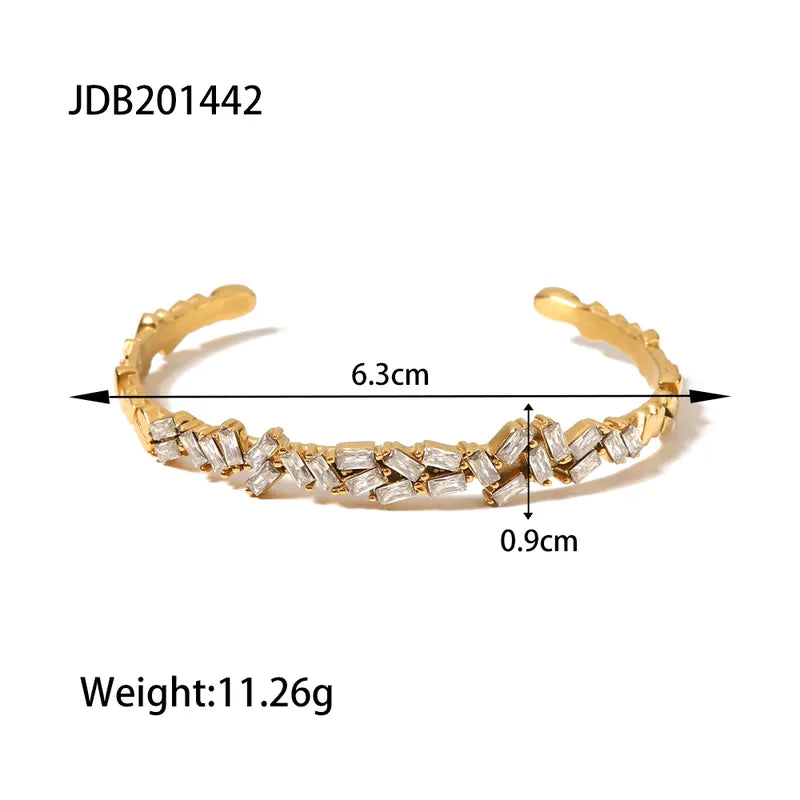 PVD Coated Real Gold Plated Geometric Stainless Steel Fashion Waterproof Non Tarnish 316 Stainless Steel Bangle