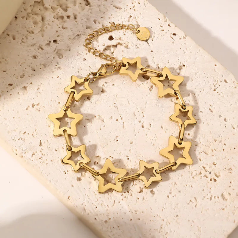 PVD Coated Real Gold Plated Pentagram 304 Stainless Steel 304 Stainless Steel Bracelets