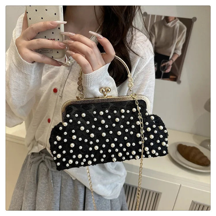 Pearl Clasp Women's Bag New Sweet Style Cheongsam Evening Bag Holiday Fashion Chain Shoulder Crossbody Bag