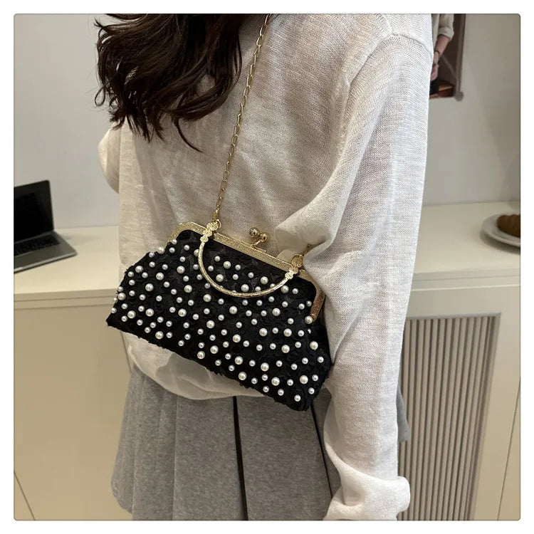 Pearl Clasp Women's Bag New Sweet Style Cheongsam Evening Bag Holiday Fashion Chain Shoulder Crossbody Bag