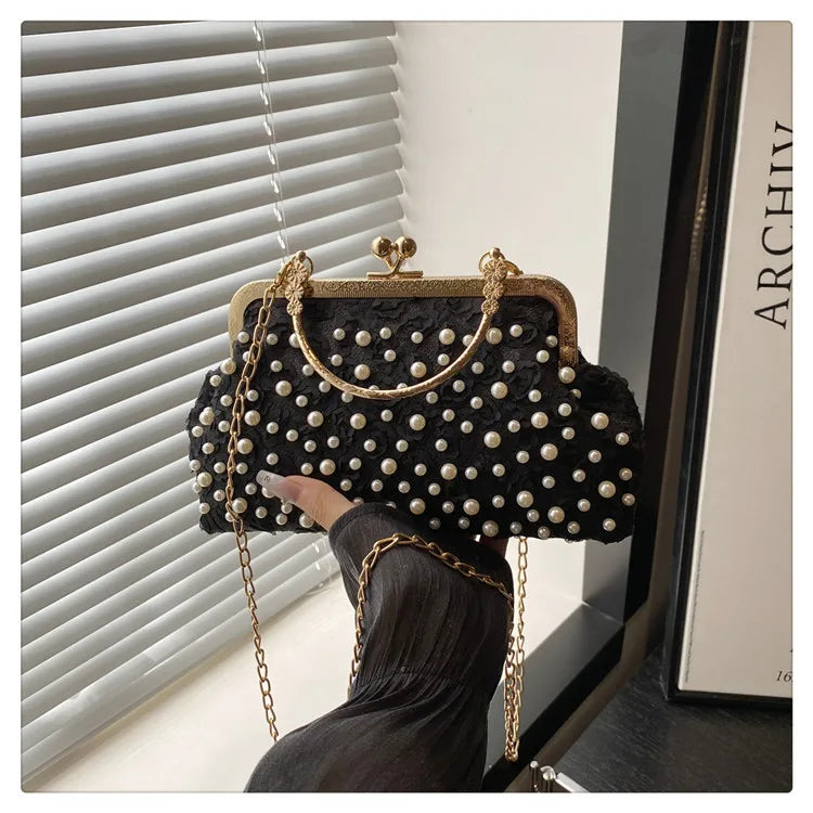 Pearl Clasp Women's Bag New Sweet Style Cheongsam Evening Bag Holiday Fashion Chain Shoulder Crossbody Bag