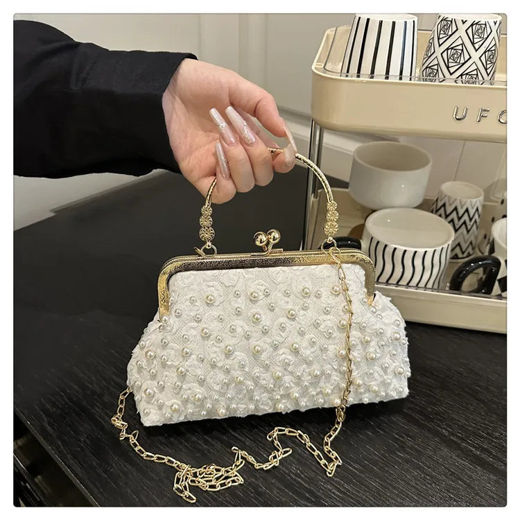 Pearl Clasp Women's Bag New Sweet Style Cheongsam Evening Bag Holiday Fashion Chain Shoulder Crossbody Bag