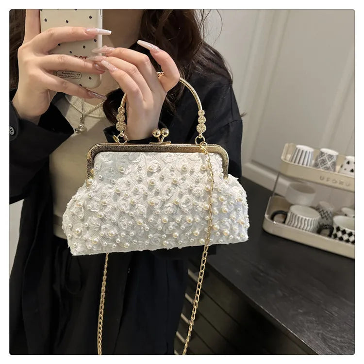 Pearl Clasp Women's Bag New Sweet Style Cheongsam Evening Bag Holiday Fashion Chain Shoulder Crossbody Bag