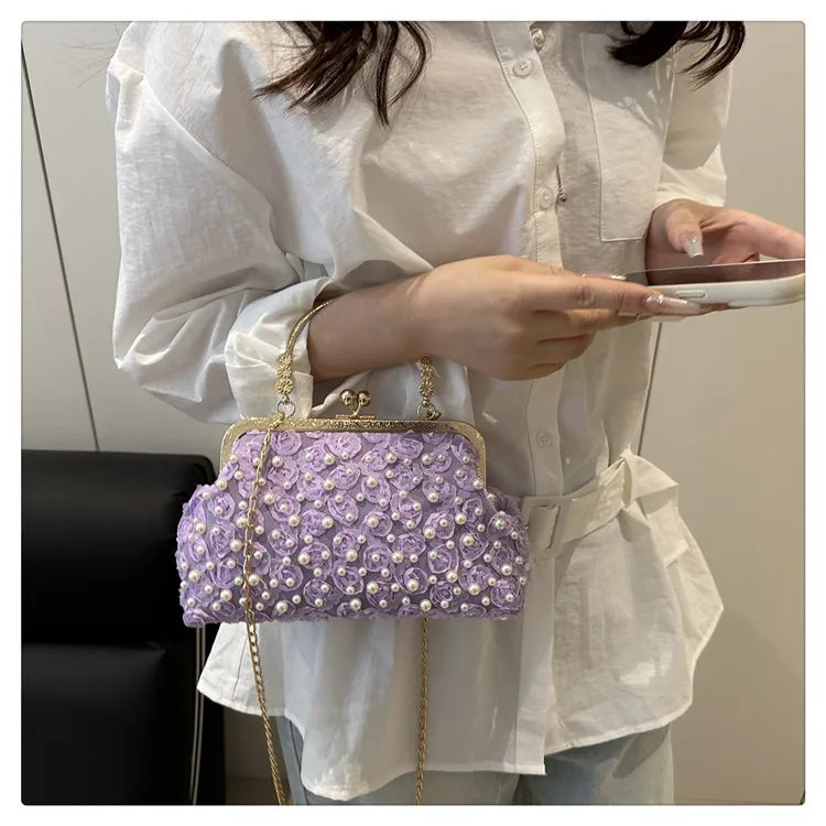 Pearl Clasp Women's Bag New Sweet Style Cheongsam Evening Bag Holiday Fashion Chain Shoulder Crossbody Bag
