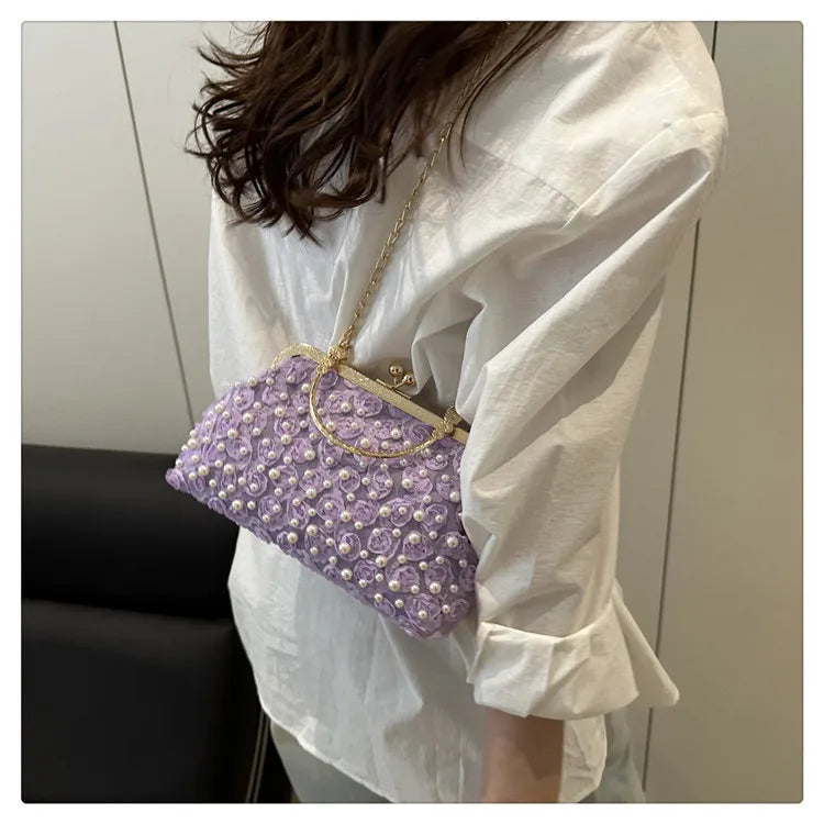 Pearl Clasp Women's Bag New Sweet Style Cheongsam Evening Bag Holiday Fashion Chain Shoulder Crossbody Bag