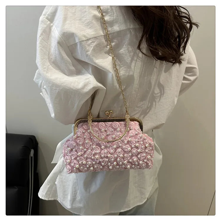 Pearl Clasp Women's Bag New Sweet Style Cheongsam Evening Bag Holiday Fashion Chain Shoulder Crossbody Bag