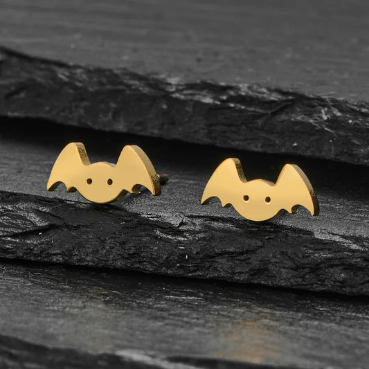 Punk Bat Wings Stainless Steel Earrings Women's Animal Ear Jewelry Halloween Party Simple Gift Butterfly Ear Cap Classic Style