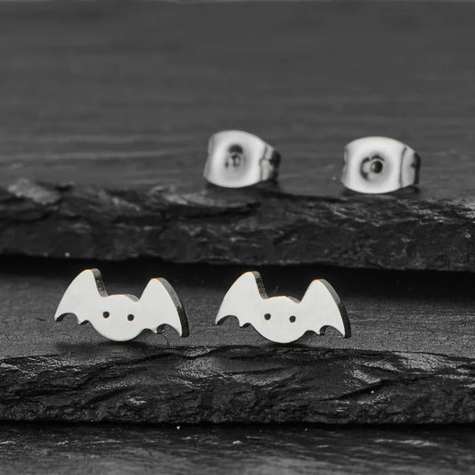 Punk Bat Wings Stainless Steel Earrings Women's Animal Ear Jewelry Halloween Party Simple Gift Butterfly Ear Cap Classic Style