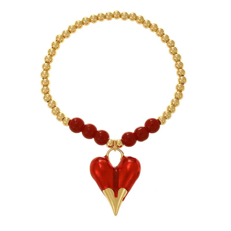 Red Cherry And Strawberry Pendants Women's Bracelets Style Fashion Jewelry Copper Material Fruit Patterns