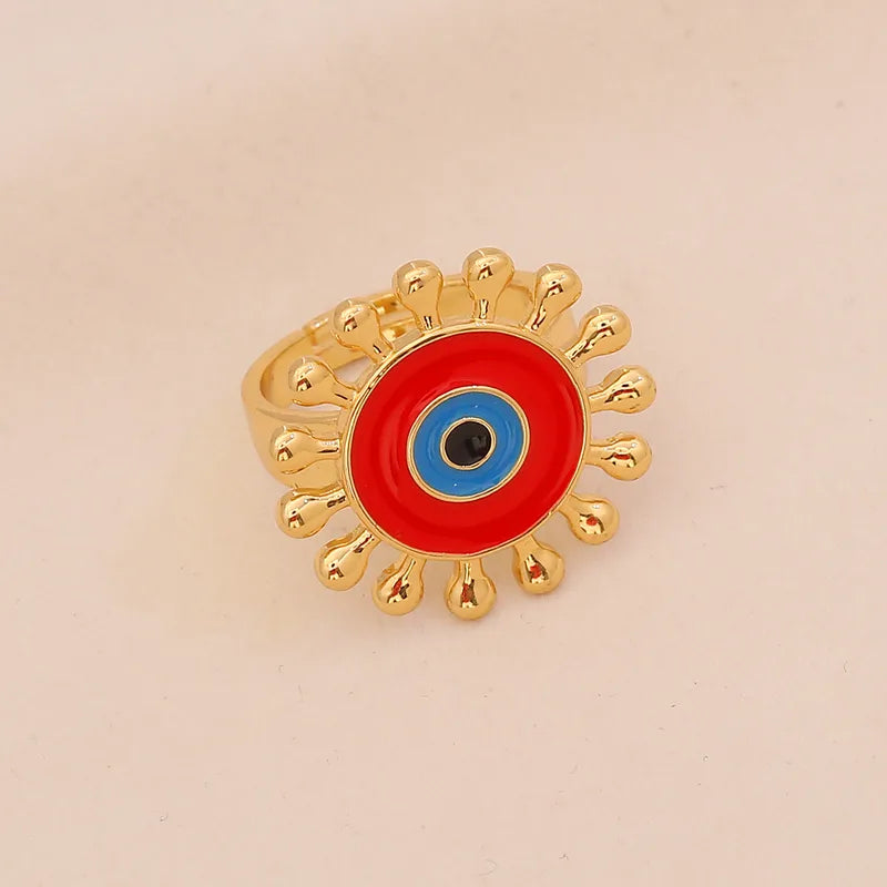 Red Lipstick Moon And Star Ring For Women Adjustable Size Vacuum Plated 18K Gold Romantic Cute Glowing Oil Drop Design Wedding Ring