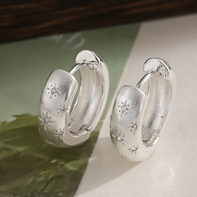 Retro Copper Plated 18K Gold Zircon Eight-pointed Star Women's Versatile Earrings Hot Selling Elegant