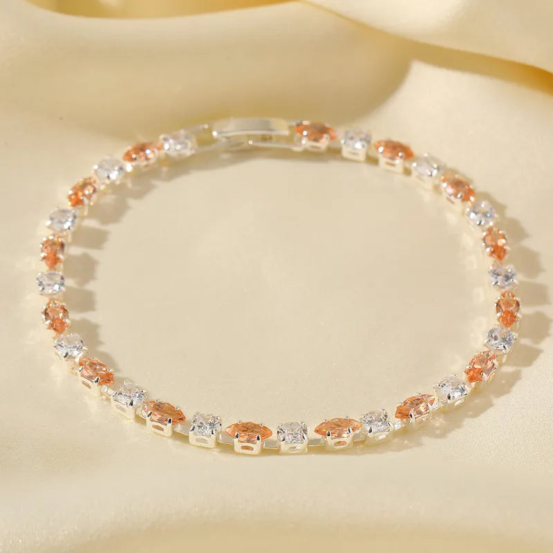 Romantic Luxury Copper Plated 14K Gold Embedded Zircon Colorful Full Diamond Bracelet Elegant Sexy Fashion Jewelry Accessory