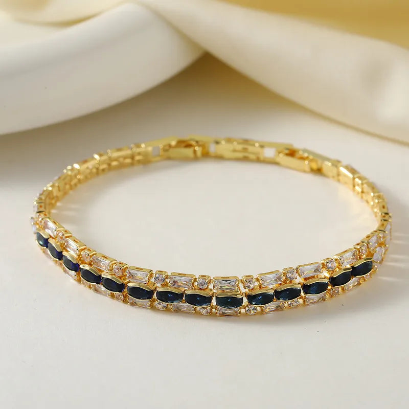 Romantic Luxury Copper Plated 14K Gold Embedded Zircon Heart Full Diamond Bracelet Elegant Sexy Sparkling Alluring Chain Accessory