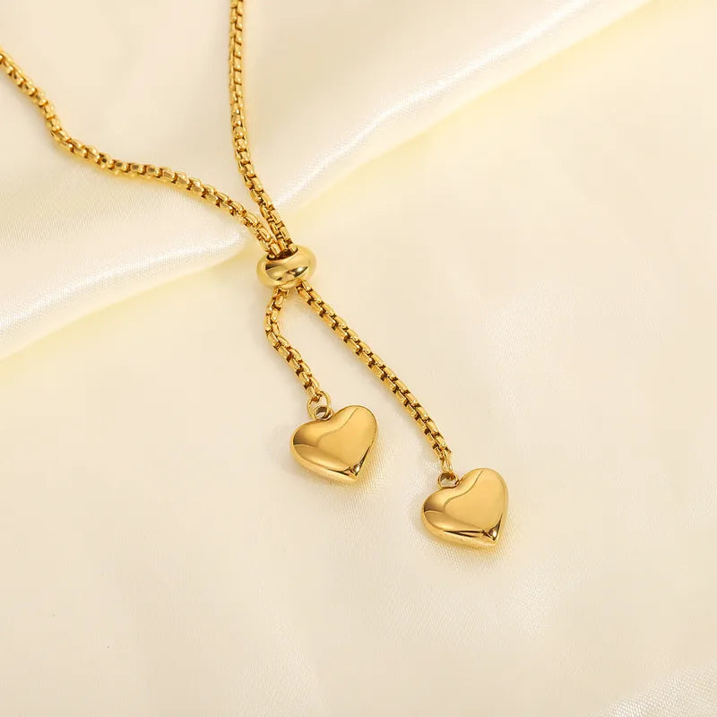 Rose Gold Stainless Steel Necklace Ladies Non-Fading Heart-Shaped Collarbone Chain Multi-Functional Jewelry Accessories