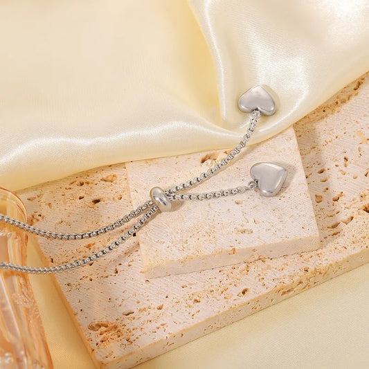 Rose Gold Stainless Steel Necklace Ladies Non-Fading Heart-Shaped Collarbone Chain Multi-Functional Jewelry Accessories