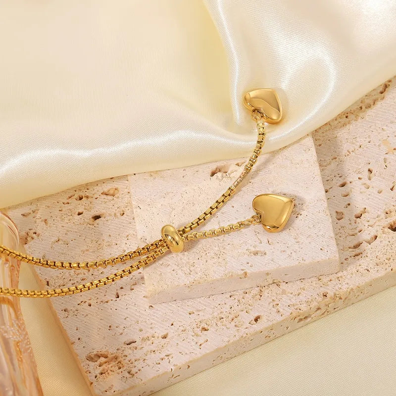 Rose Gold Stainless Steel Necklace Ladies Non-Fading Heart-Shaped Collarbone Chain Multi-Functional Jewelry Accessories