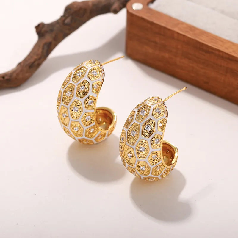 S925 Silver Needle Copper Embedded Zirconia 18K Gold Dipped Elegant Fashionable Personalized Ear Studs For Women