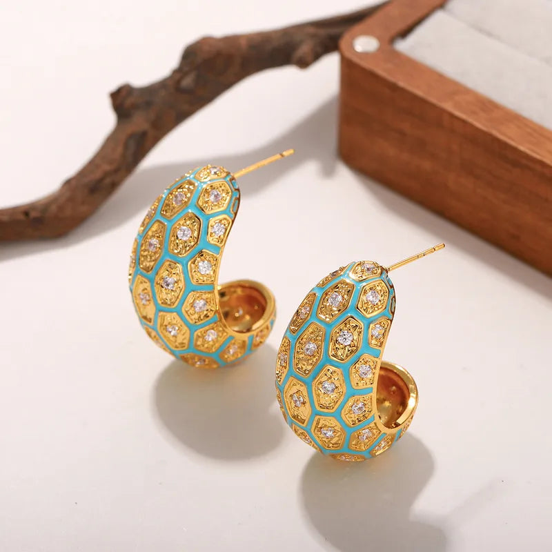 S925 Silver Needle Copper Embedded Zirconia 18K Gold Dipped Elegant Fashionable Personalized Ear Studs For Women