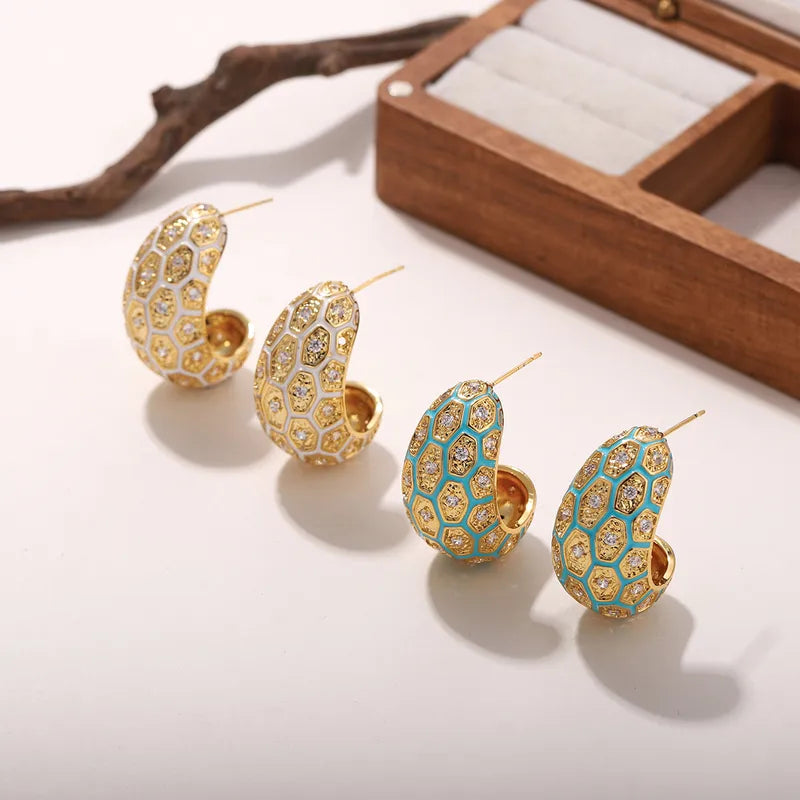 S925 Silver Needle Copper Embedded Zirconia 18K Gold Dipped Elegant Fashionable Personalized Ear Studs For Women