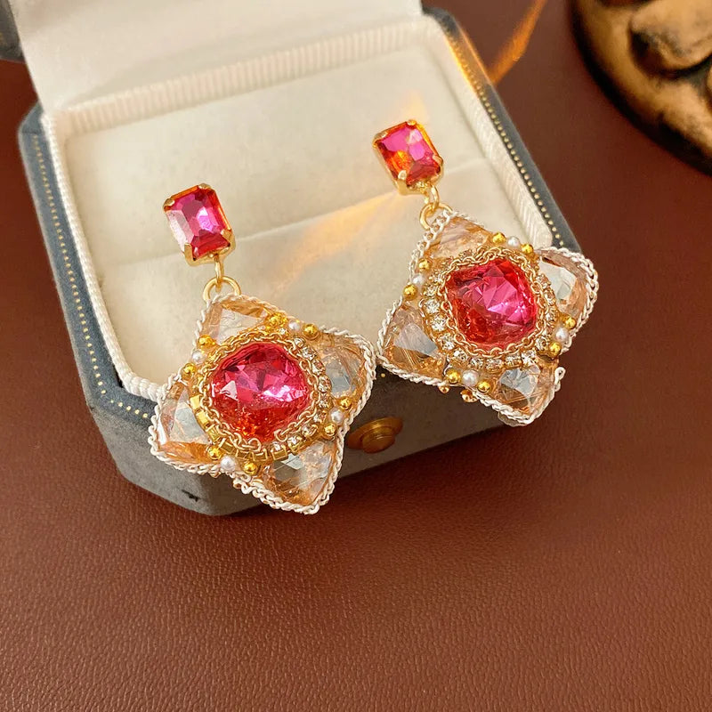 Silver Pearl Stud Earrings Floral Design Vintage French Style Women's Jewelry Simple Feel