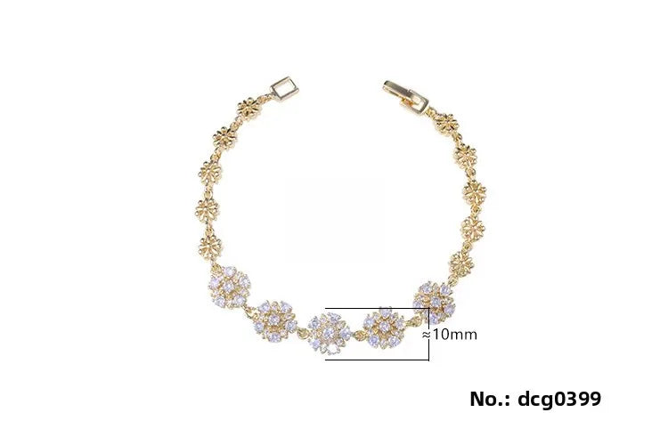 Simple Elegant Gold Plated Snowflake Bracelet Bohemian Style Floral Print Anniversary Celebration Women's Jewelry Accessory