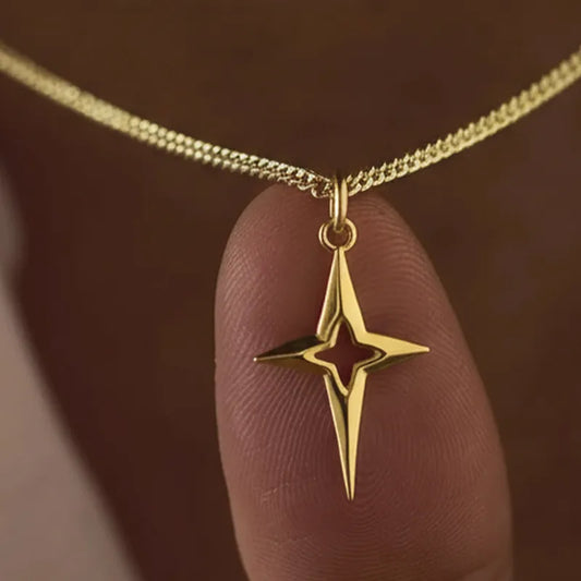 Single 304 Stainless Steel Men's 18K Gold Plated Cross Punk Style Pendant Necklace