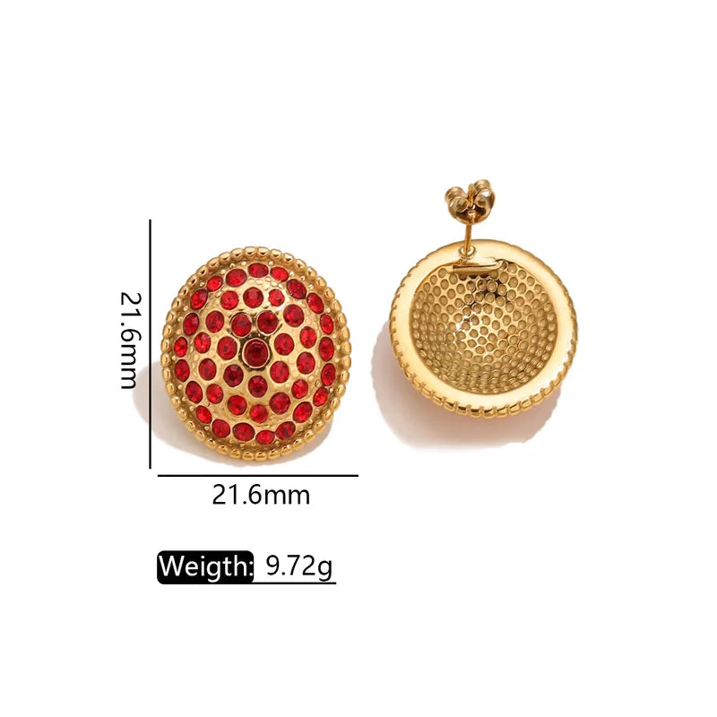 Stainless Steel Diamond Embedded Star Earrings Women's Fashion Retro Geometric Design Style Hoop Earrings