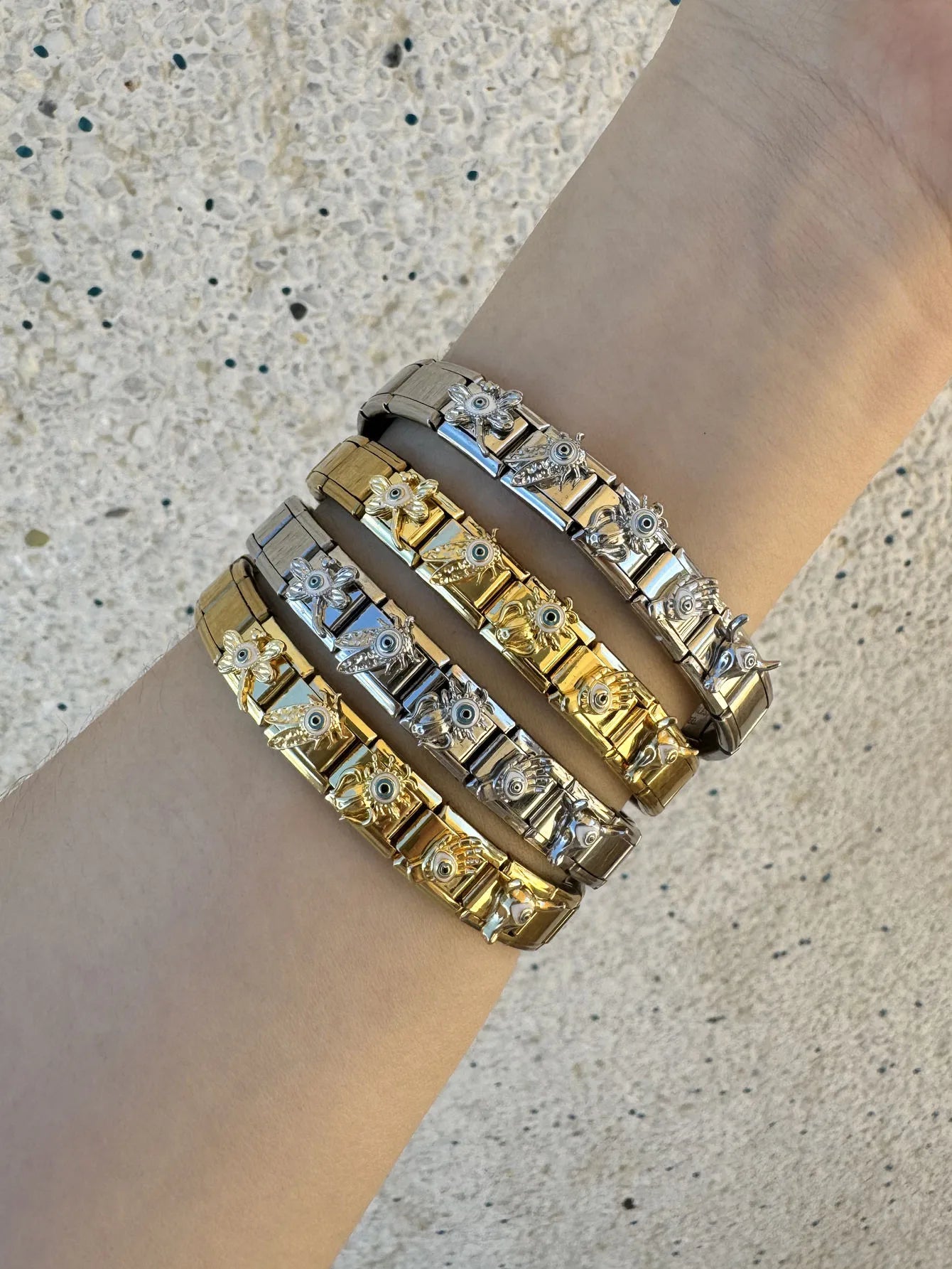 Stainless Steel Elastic Bracelet Eye Pattern Adjustable Unisex Casual Wear Suitable For Daily And Party Occasions