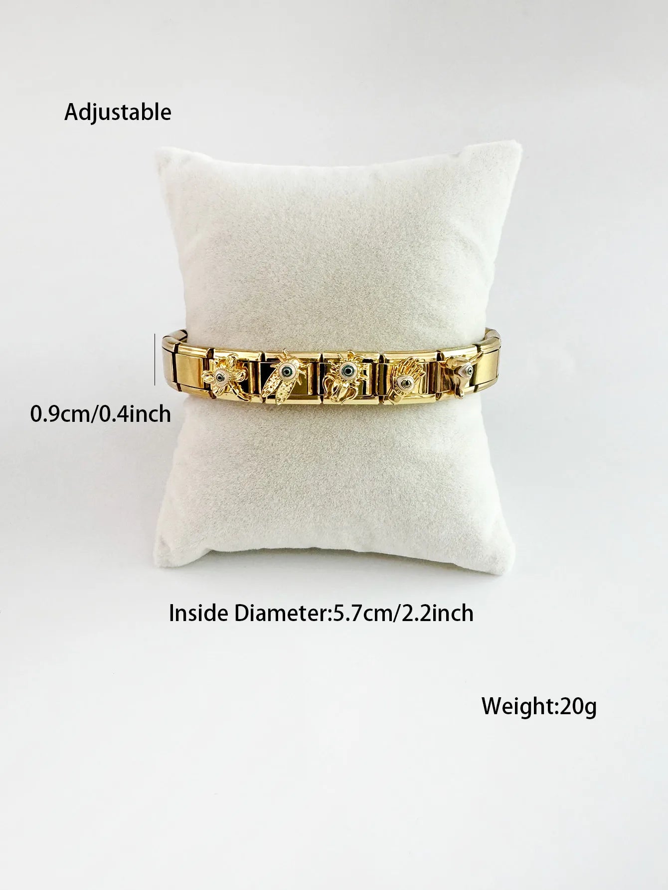 Stainless Steel Elastic Bracelet Eye Pattern Adjustable Unisex Casual Wear Suitable For Daily And Party Occasions