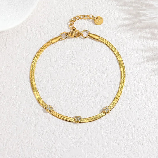 Stainless Steel Geometric Diamond Inlaid Bracelet Ladies Business Casual Black Wrist Jewelry