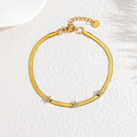 Stainless Steel Geometric Diamond Inlaid Bracelet Ladies Business Casual Black Wrist Jewelry