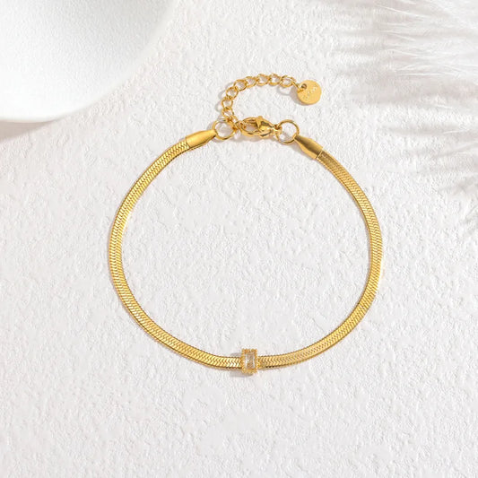 Stainless Steel Geometric Diamond Inlaid Bracelet Ladies Business Casual Black Wrist Jewelry