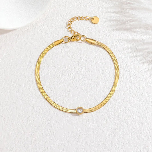 Stainless Steel Geometric Diamond Inlaid Bracelet Ladies Business Casual Black Wrist Jewelry