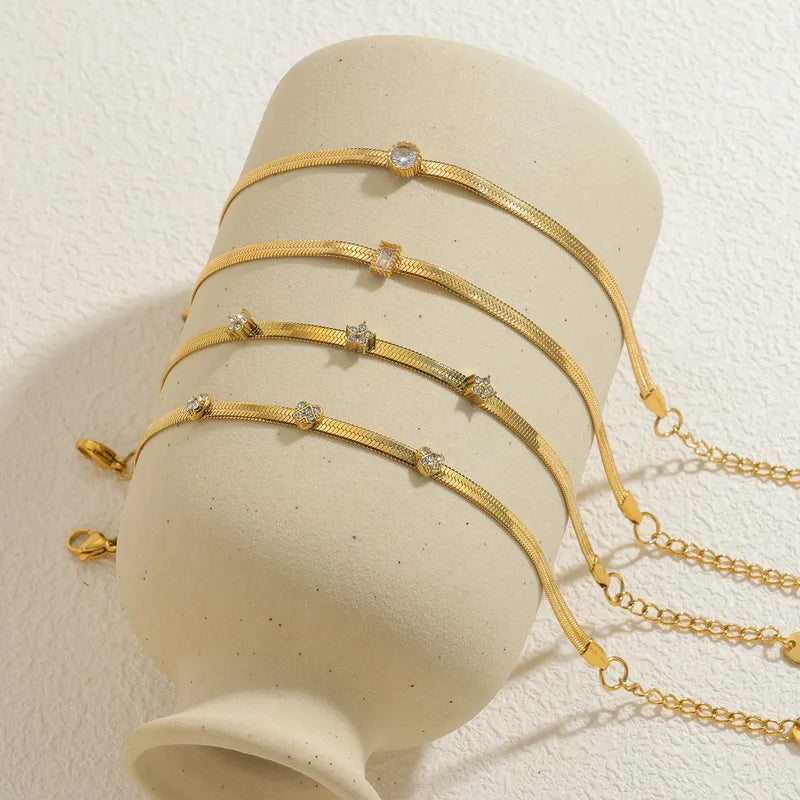 Stainless Steel Geometric Diamond Inlaid Bracelet Ladies Business Casual Black Wrist Jewelry